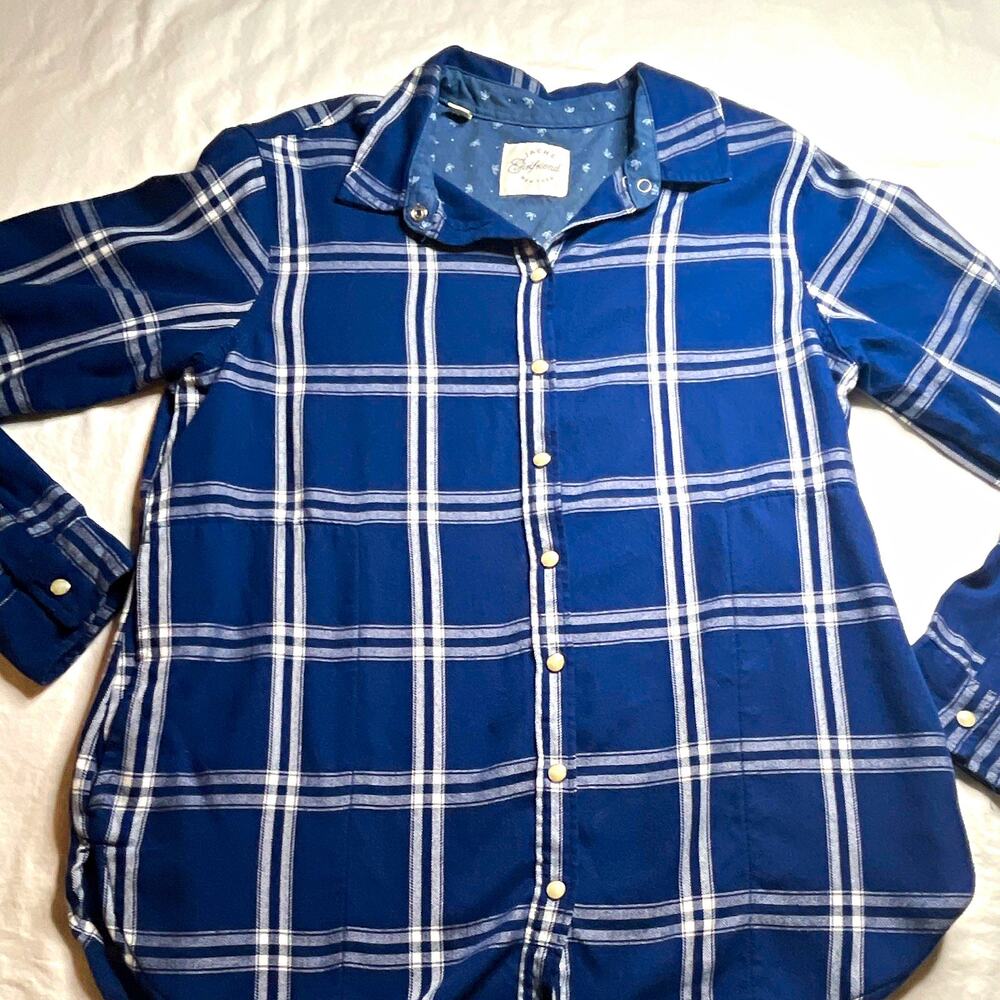 JACHS Girlfriend New York Women’s S Blue/White Plaid Flannel Button-Up Shirt(151